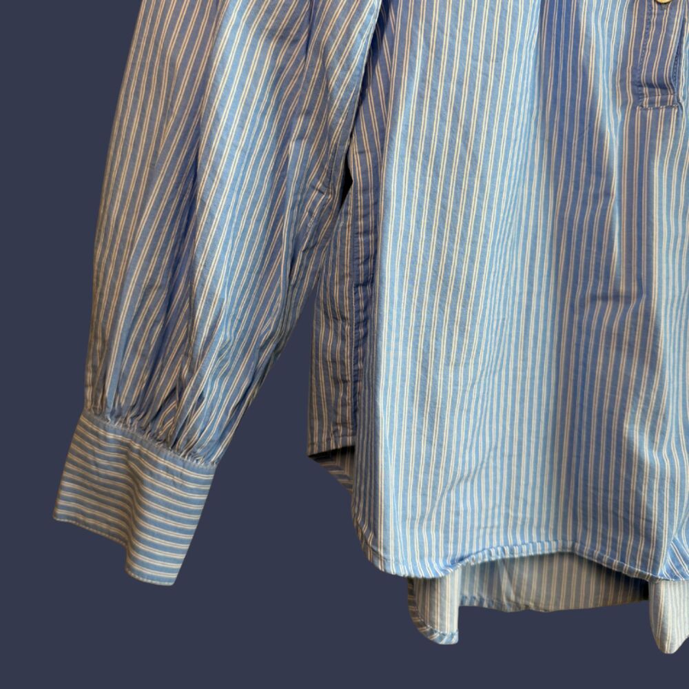 Old Navy Puff Sleeve Striped Henley Blouse - Picture 3 of 7